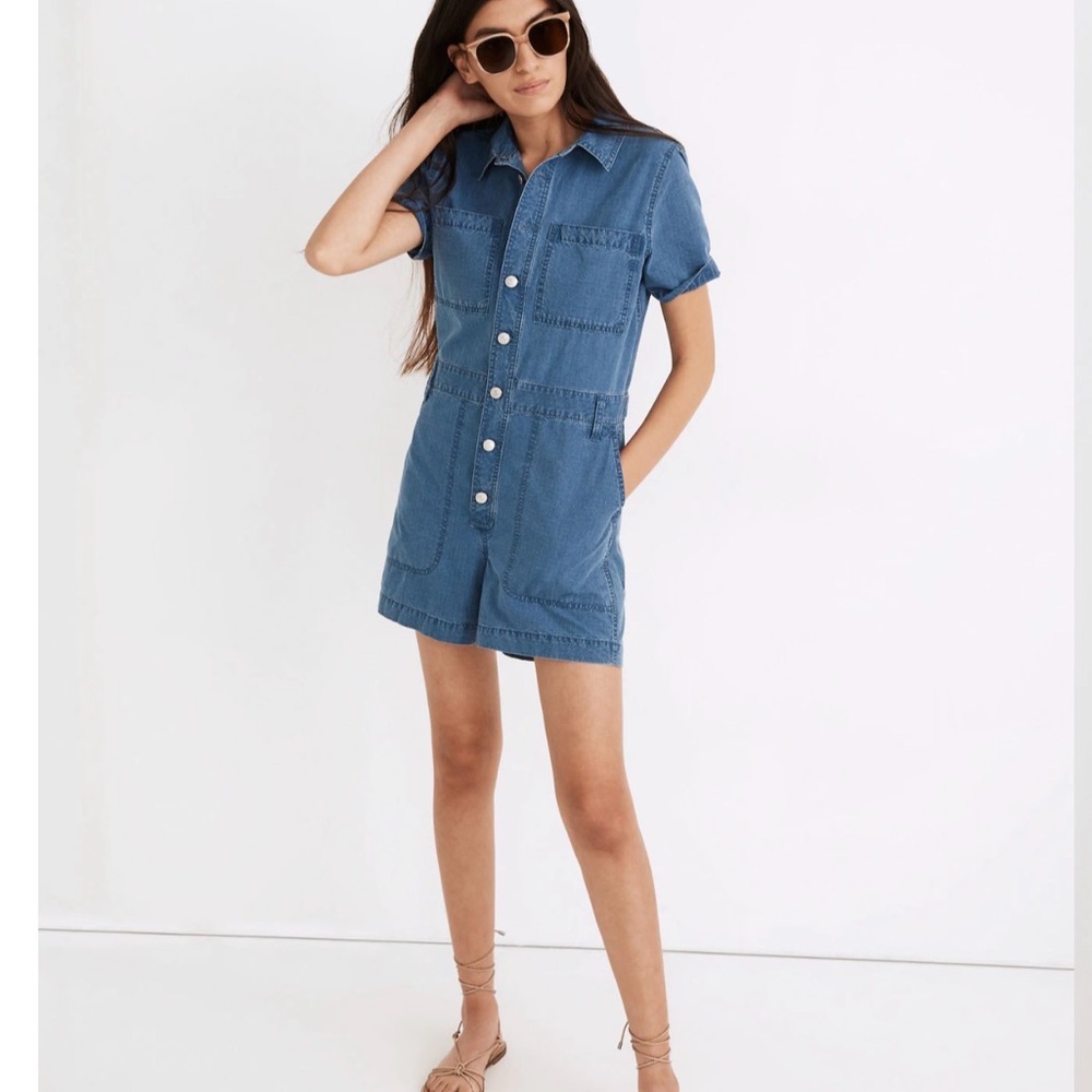 Madewell Indigo Ripstop Coverall Romper Blue Size Large